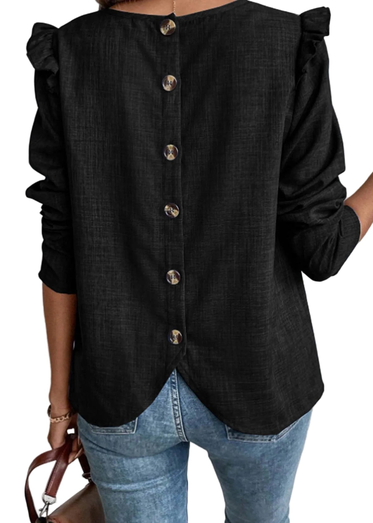 Chemise Femme à Volants et Boutons Style Patchwork Manches Longues 0