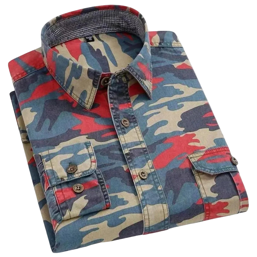 Chemise Homme Camouflage Classique à Manches Longues 0