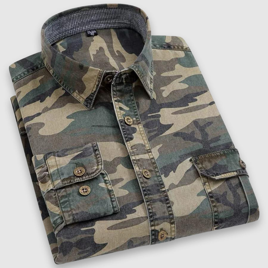 Chemise Homme Camouflage Classique à Manches Longues 1