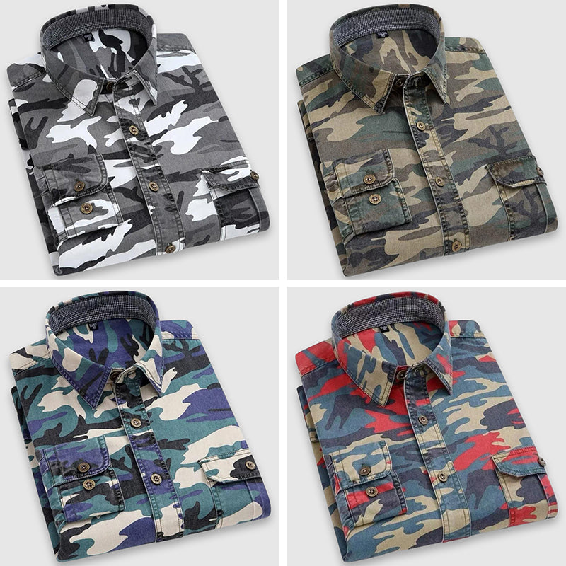 Chemise Homme Camouflage Classique à Manches Longues 4