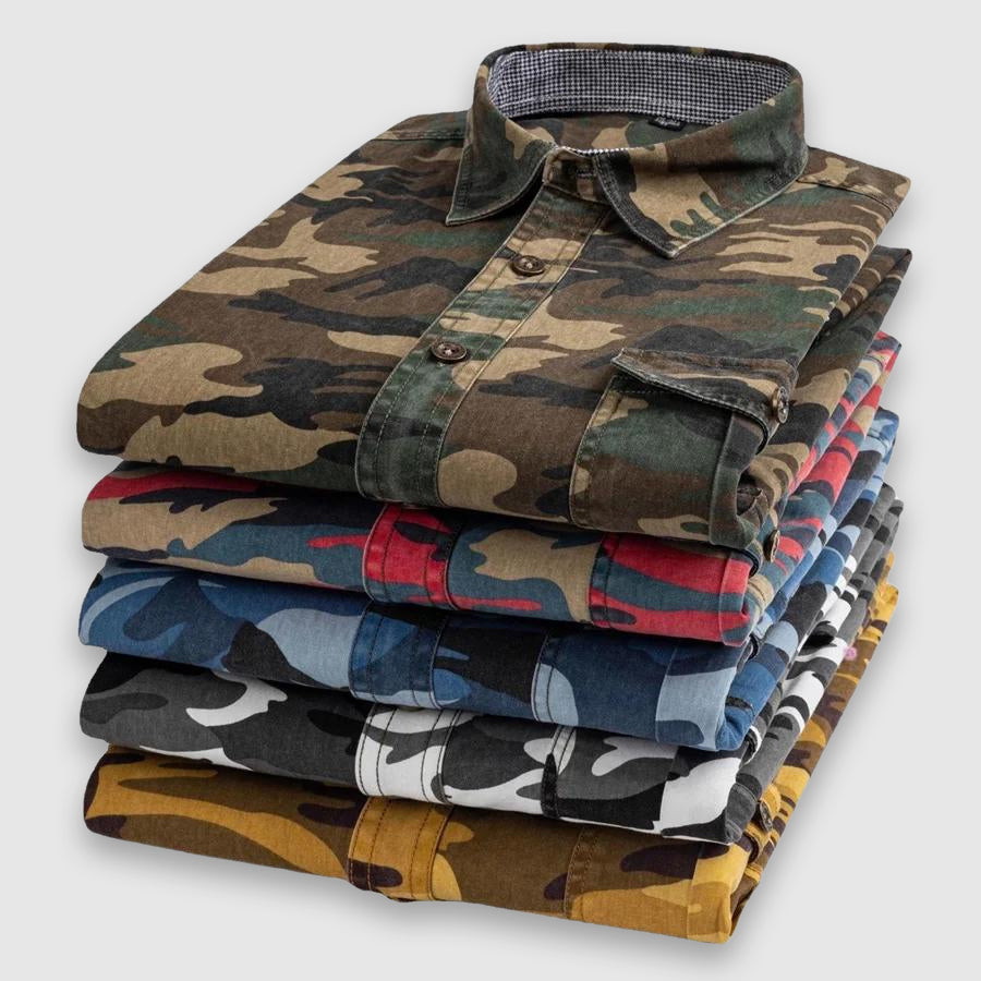 Chemise Homme Camouflage Classique à Manches Longues 6