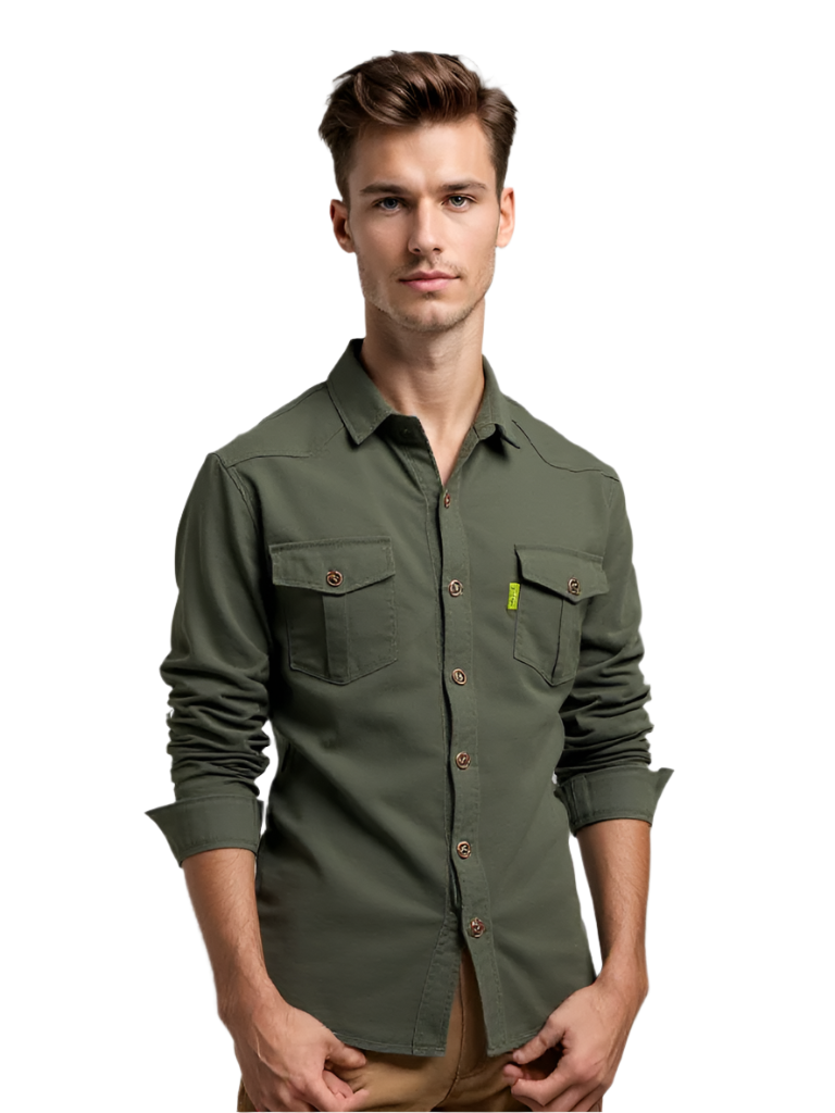 Chemise Homme Casual Tissu Robuste avec Poches Poitrine 0