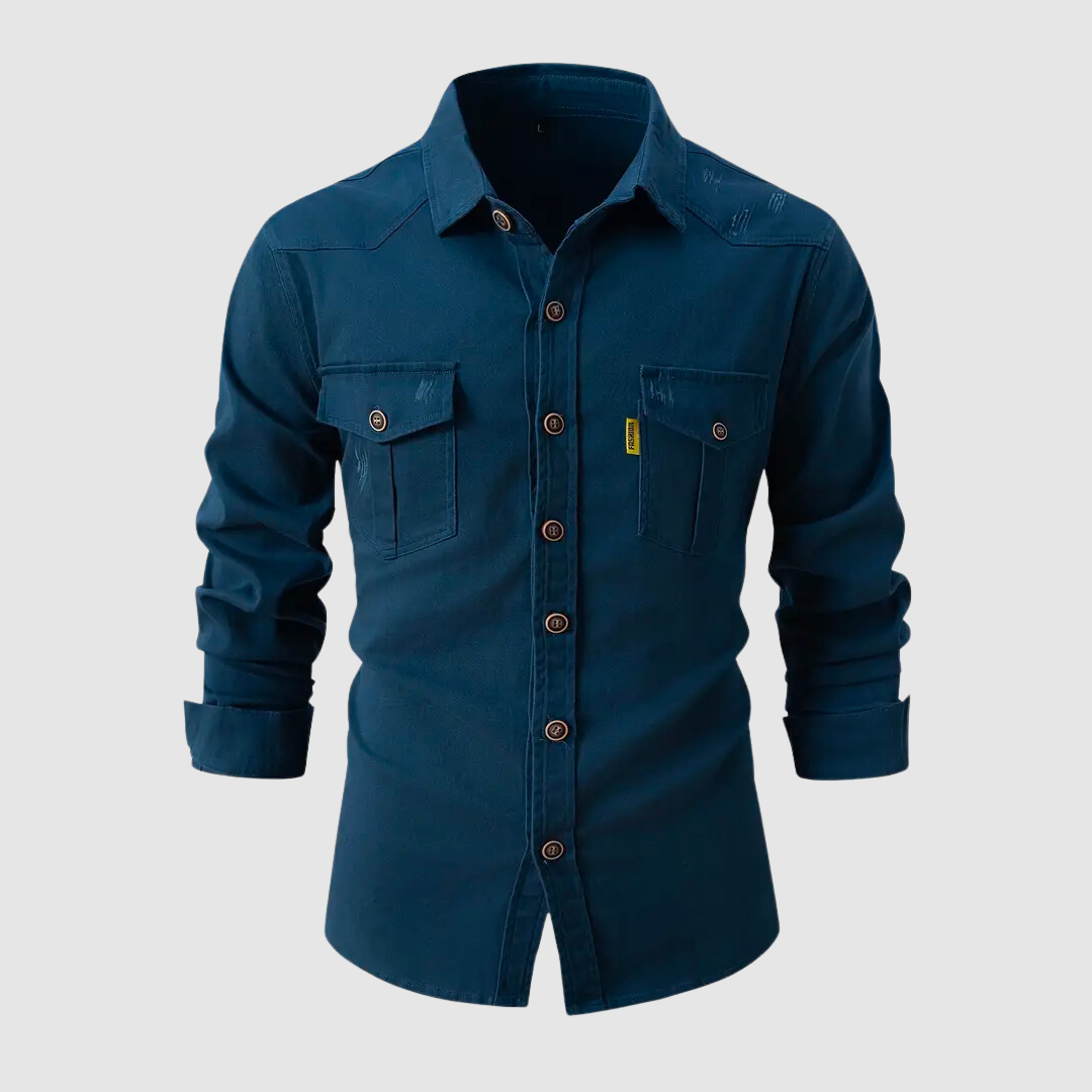 Chemise Homme Casual Tissu Robuste avec Poches Poitrine 7
