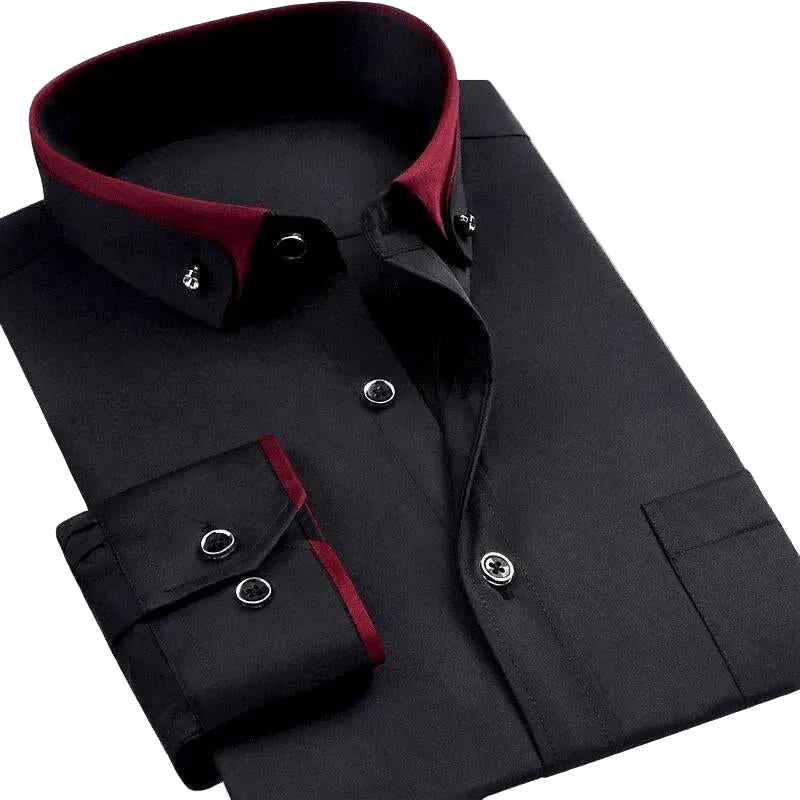 Chemise Homme Chic à Manches Longues avec Col Rabattu 0