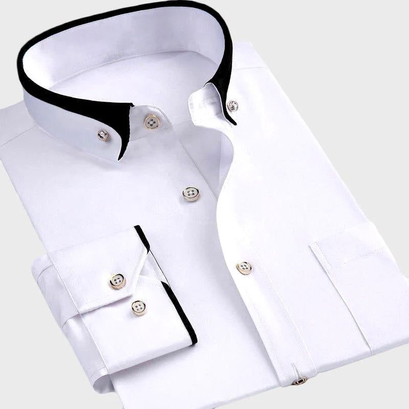 Chemise Homme Chic à Manches Longues avec Col Rabattu 1