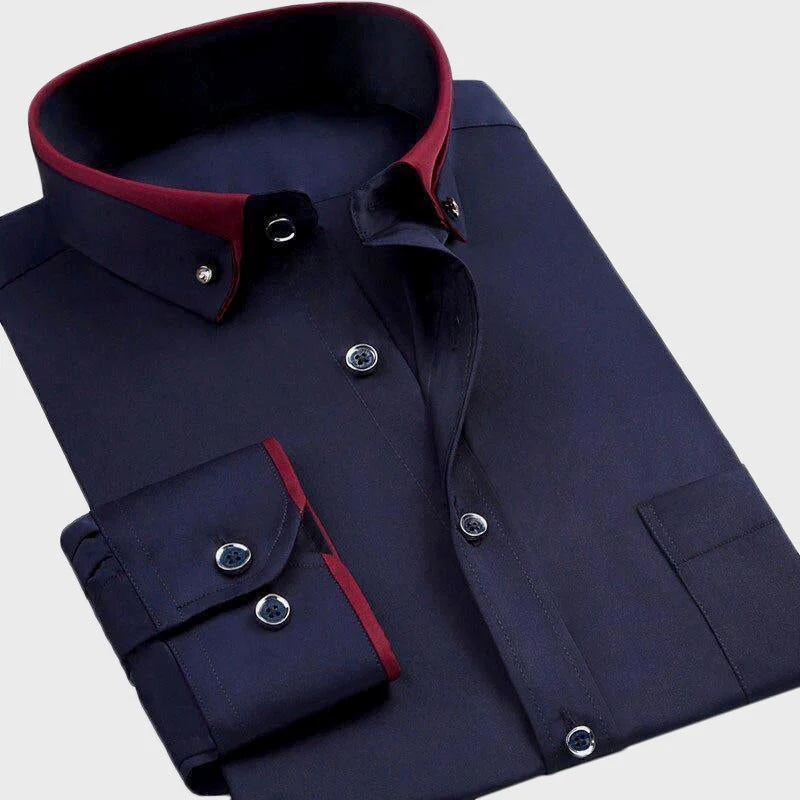 Chemise Homme Chic à Manches Longues avec Col Rabattu 2