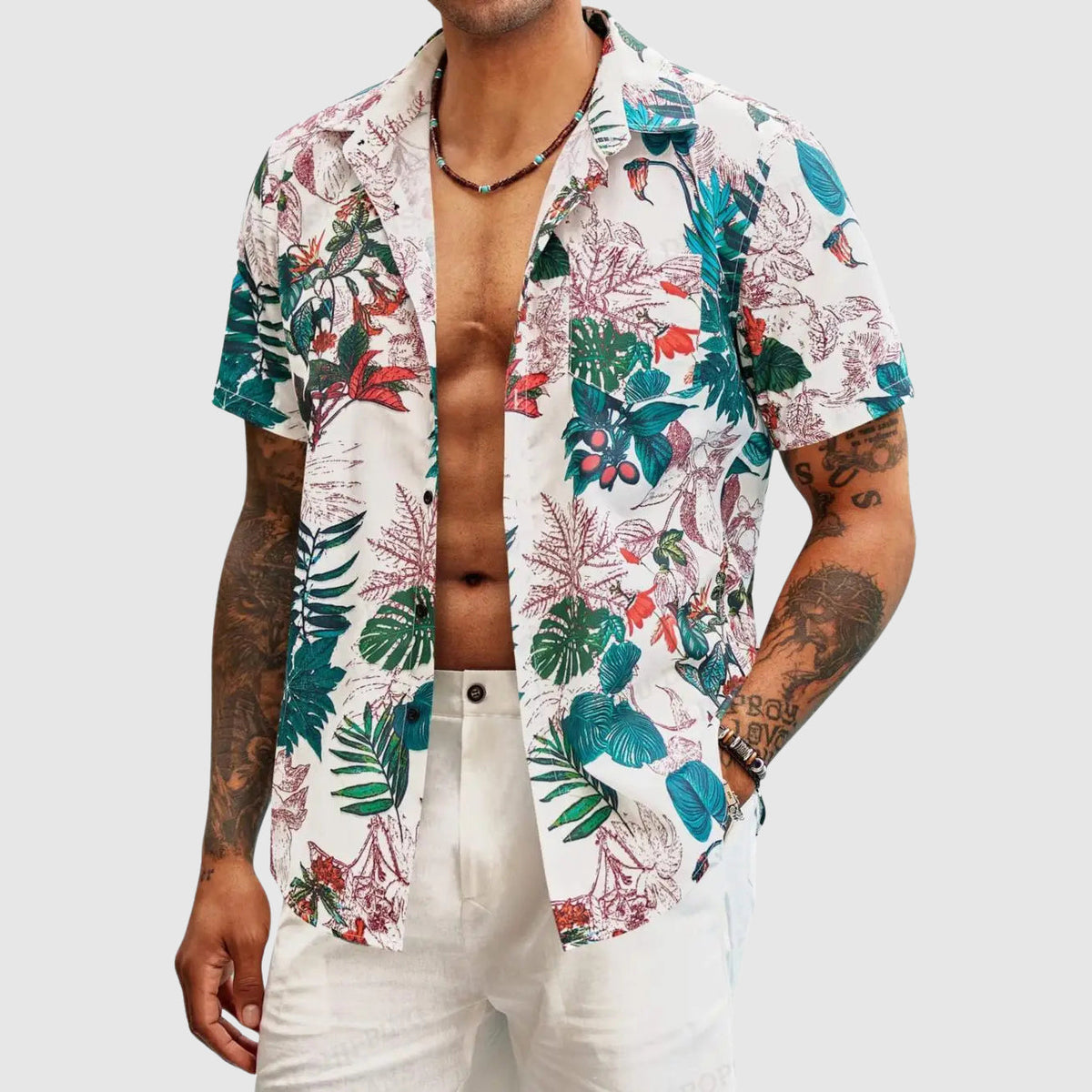 Chemise Homme Décontractée Imprimé Floral 2