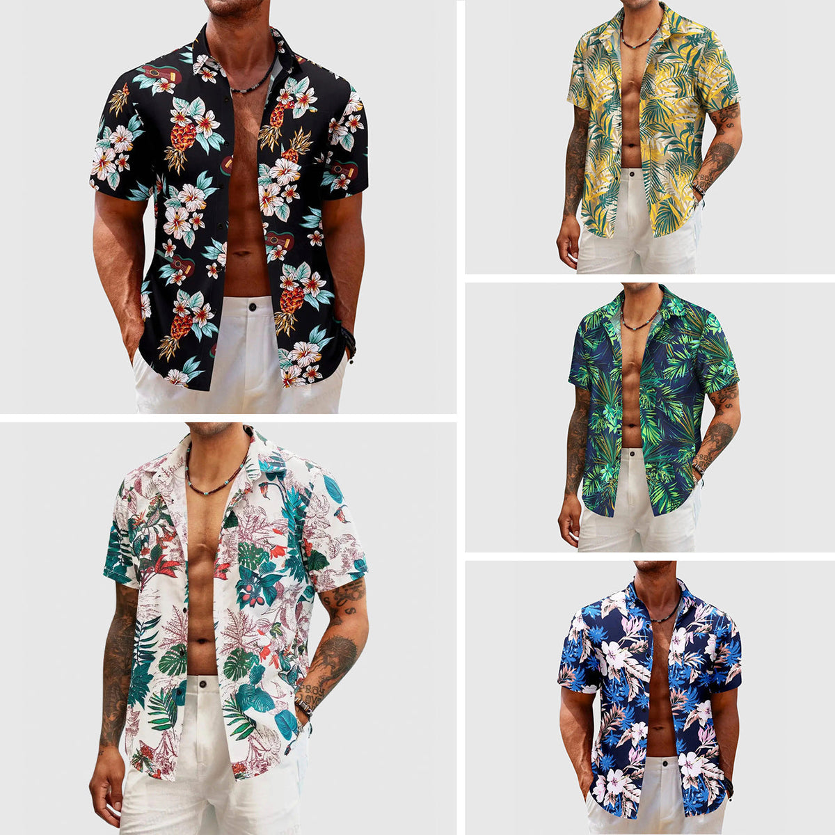 Chemise Homme Décontractée Imprimé Floral 5