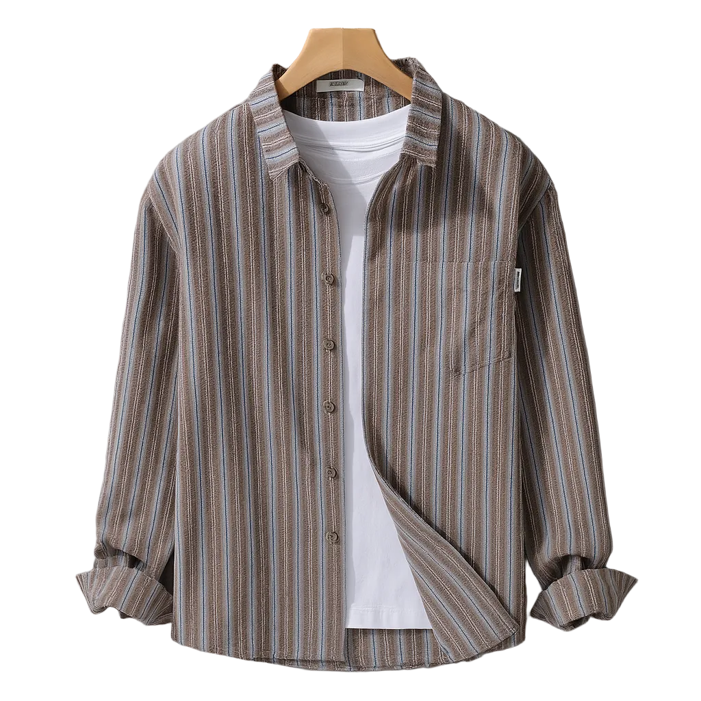 Chemise Homme Décontractée à Manches Longues avec Rayures Verticales 1
