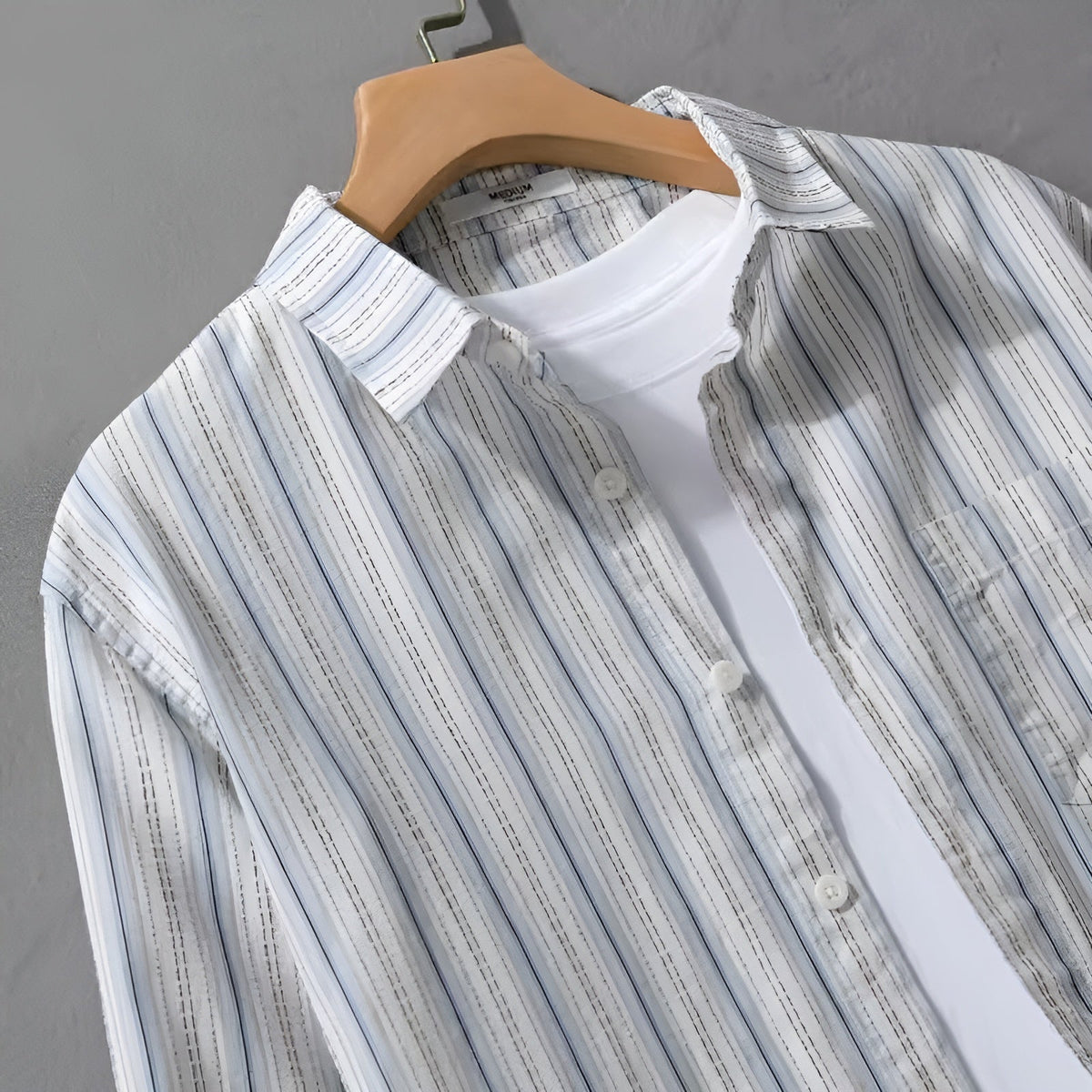 Chemise Homme Décontractée à Manches Longues avec Rayures Verticales 2