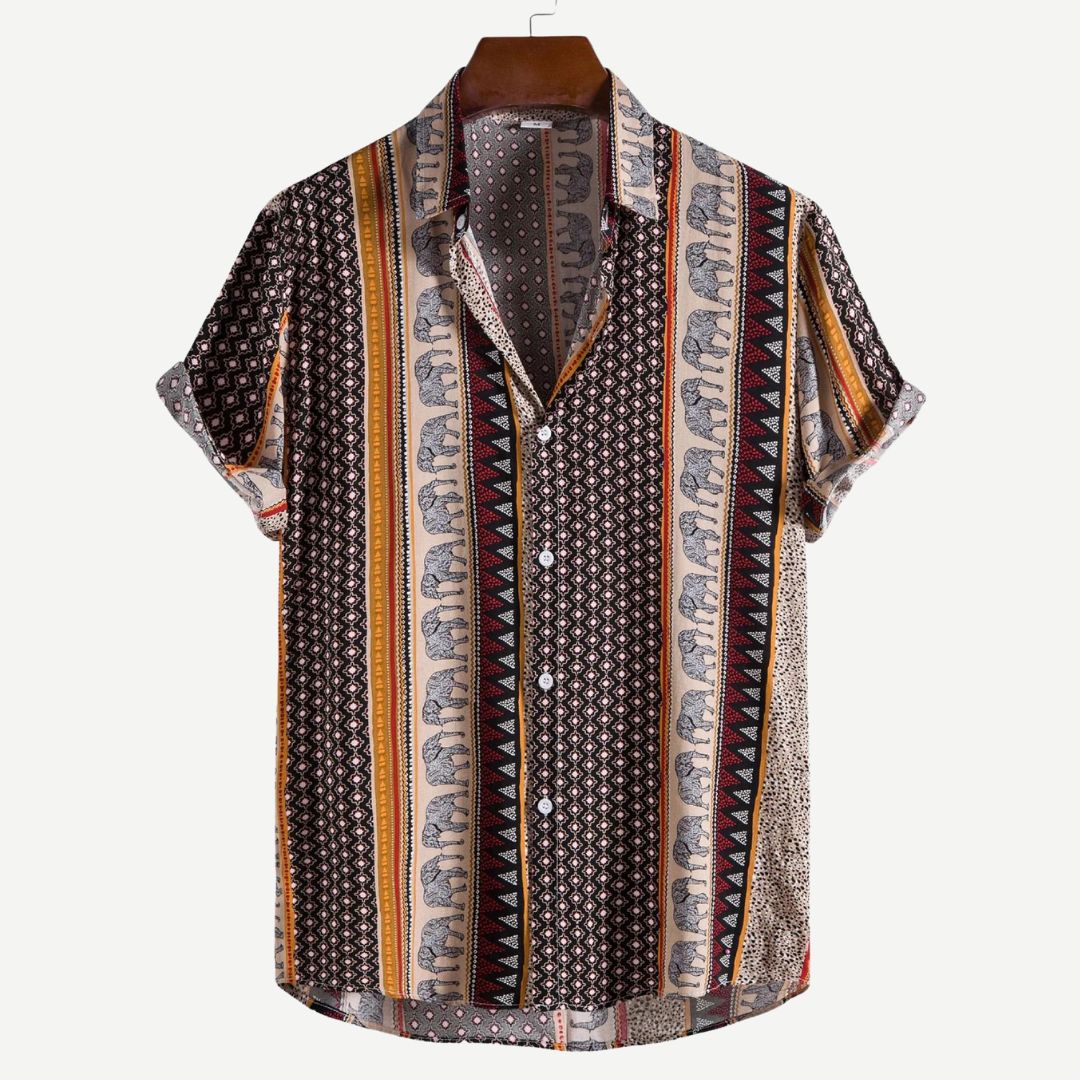 Chemise Homme Géométrique Éléphant Tissu Léger Aéré 2