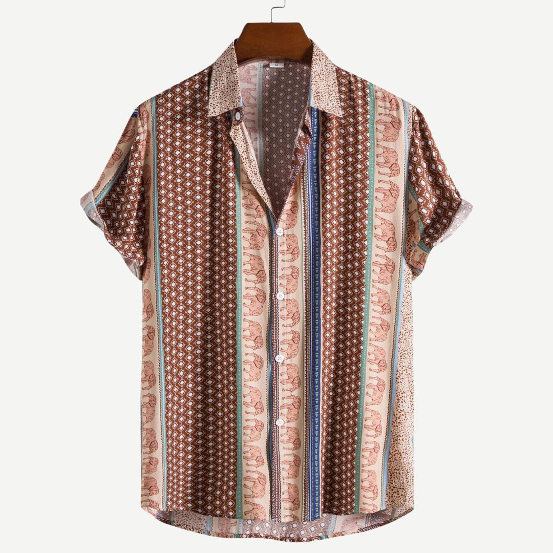 Chemise Homme Géométrique Éléphant Tissu Léger Aéré 4