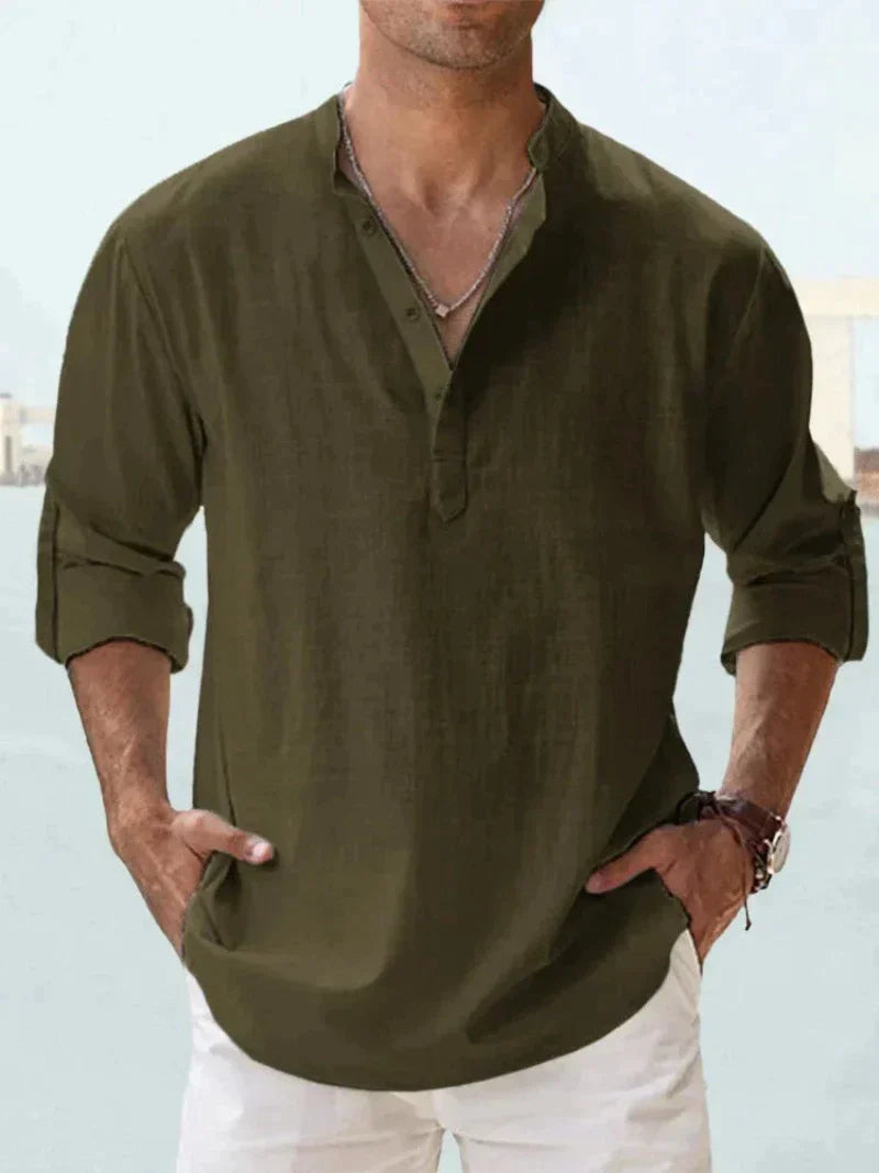 Chemise Homme Lin Moderne Col Ouvert Spacieuse 10