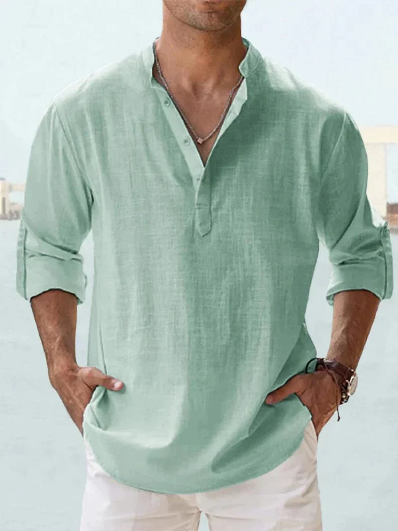 Chemise Homme Lin Moderne Col Ouvert Spacieuse 12