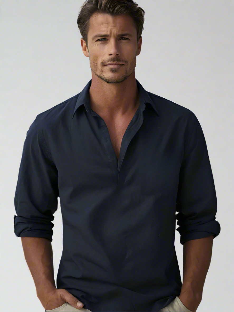 Chemise Homme Lin Moderne Col Ouvert Spacieuse 1