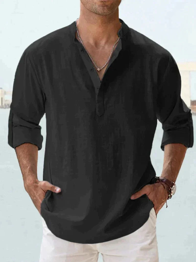Chemise Homme Lin Moderne Col Ouvert Spacieuse 2