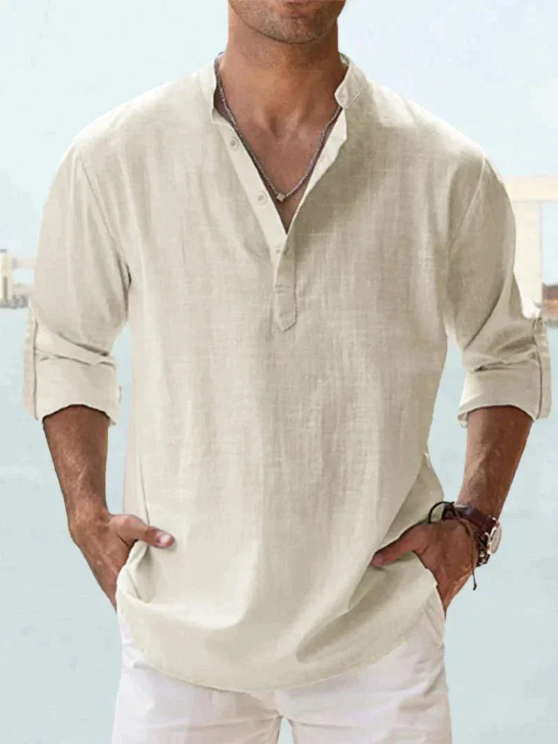 Chemise Homme Lin Moderne Col Ouvert Spacieuse 5