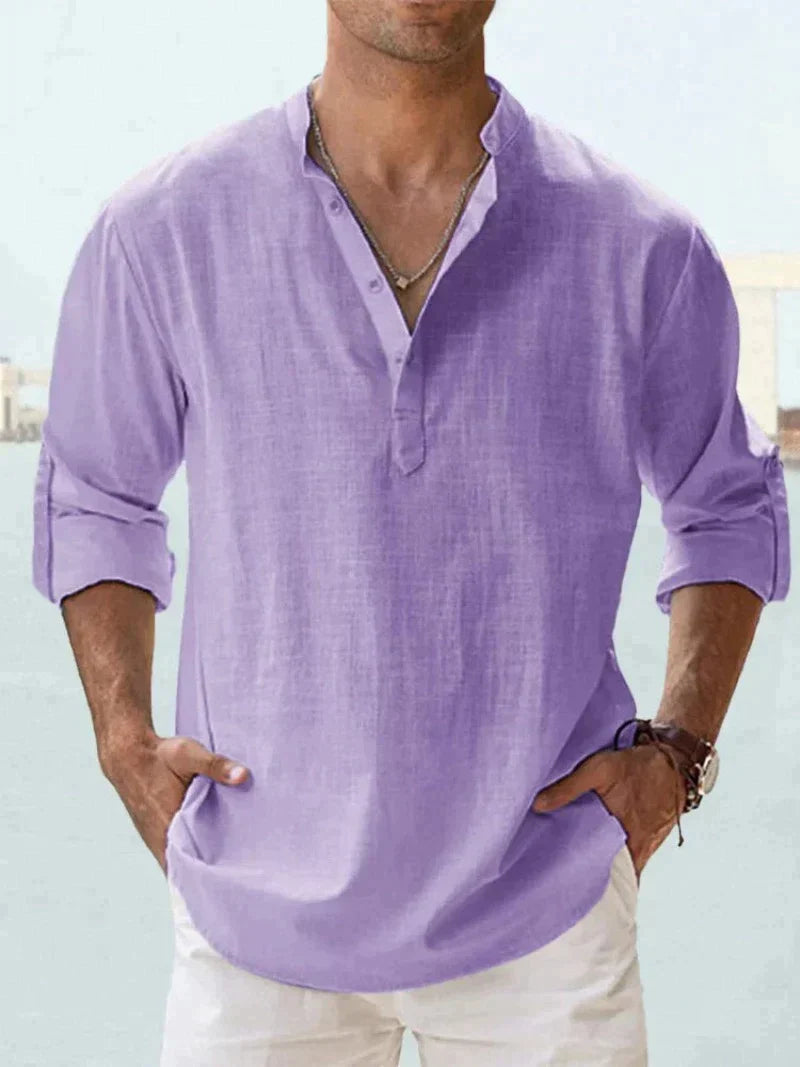 Chemise Homme Lin Moderne Col Ouvert Spacieuse 8