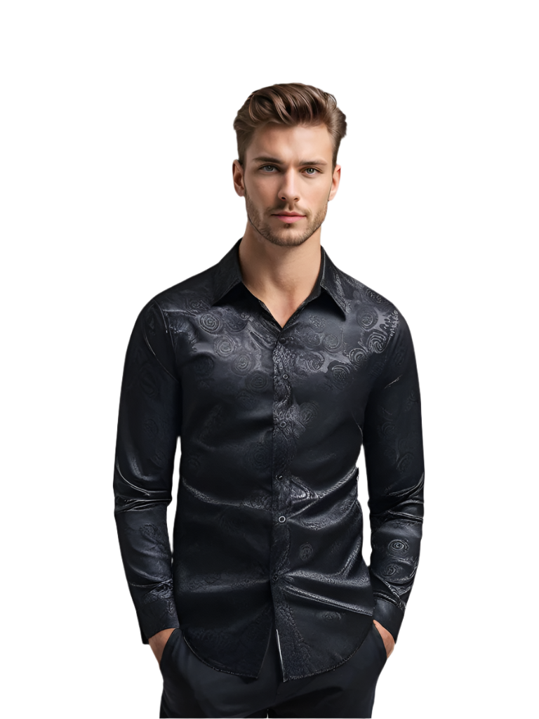Chemise Homme Longue Détails Floraux Coton Polyester 0