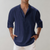 Chemise Homme Oversize Col Montant en Lin Doux 6