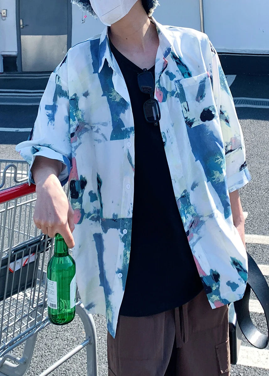 Chemise Homme Oversize Imprimé Tourisme Automnal 1