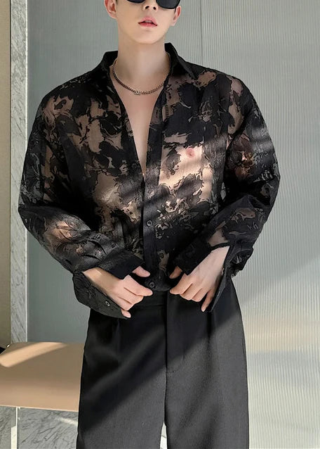Chemise Homme Oversize Imprimée Tulle Ajouré 0