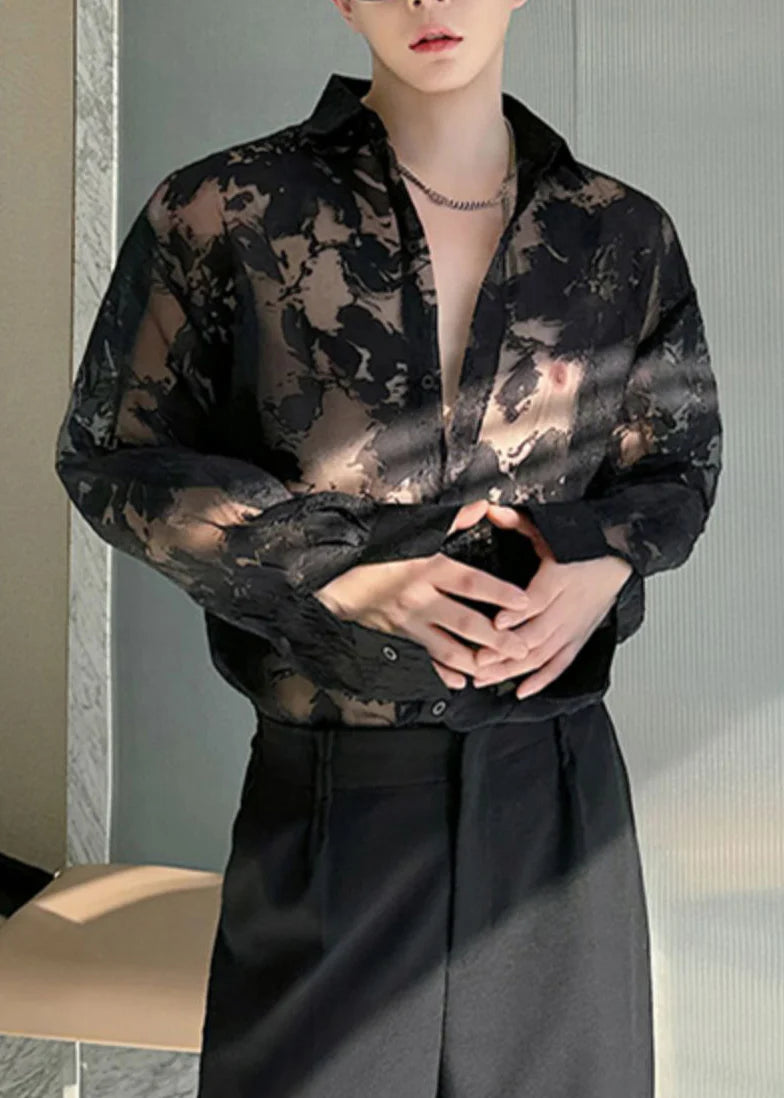 Chemise Homme Oversize Imprimée Tulle Ajouré 1