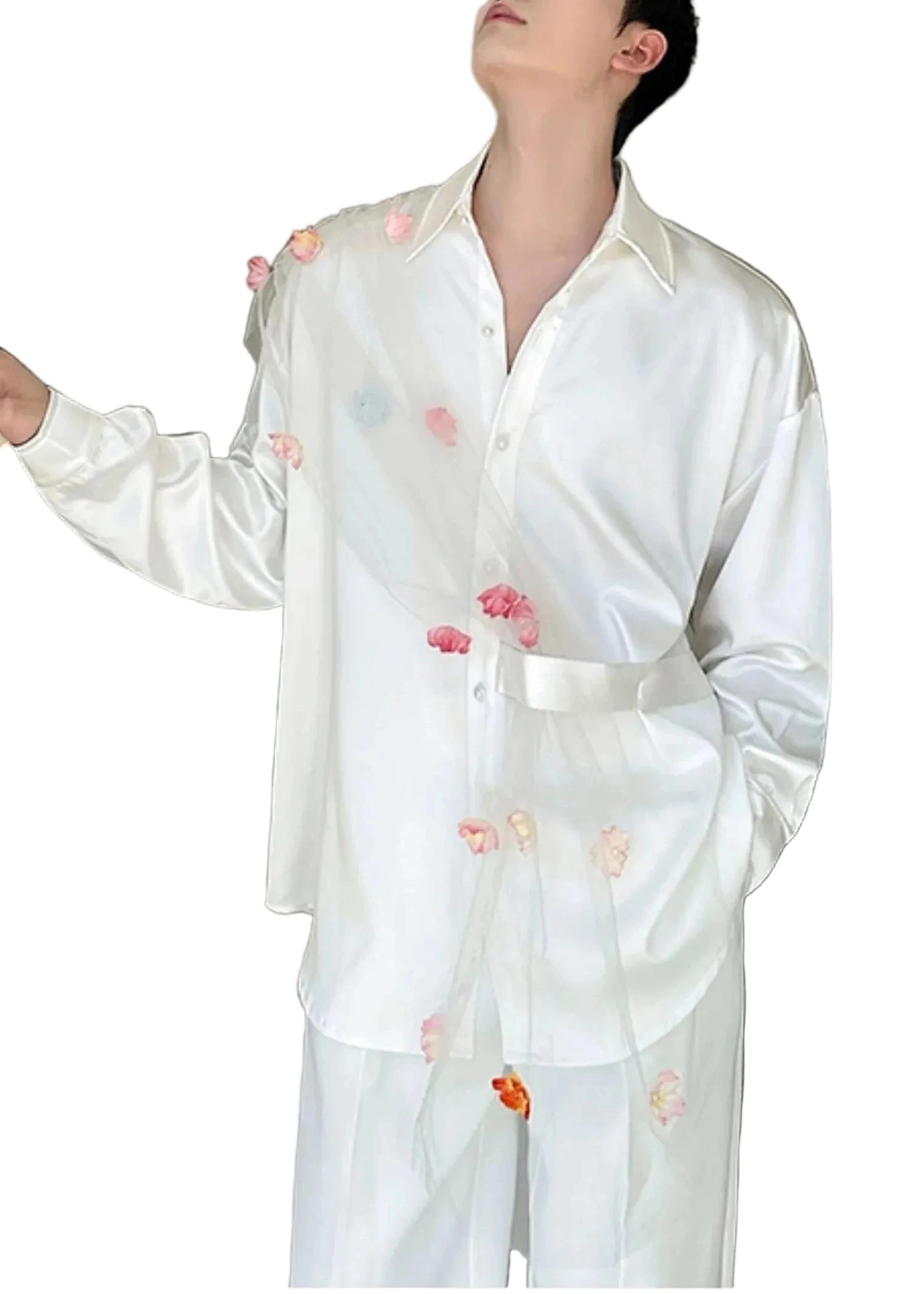 Chemise Homme Oversize à Motif Floral Automnal 2