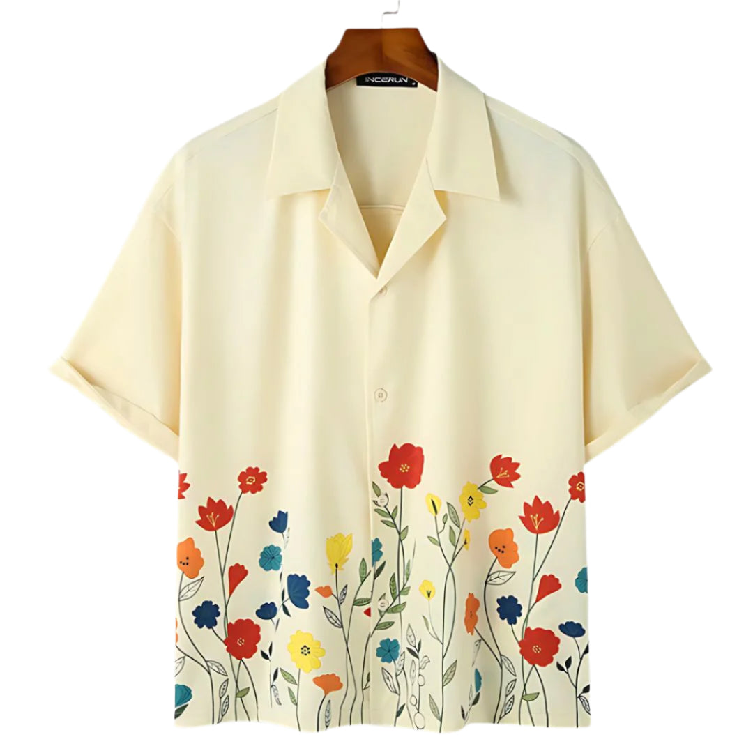 Chemise Homme à Col Floral Été Coton Léger 0