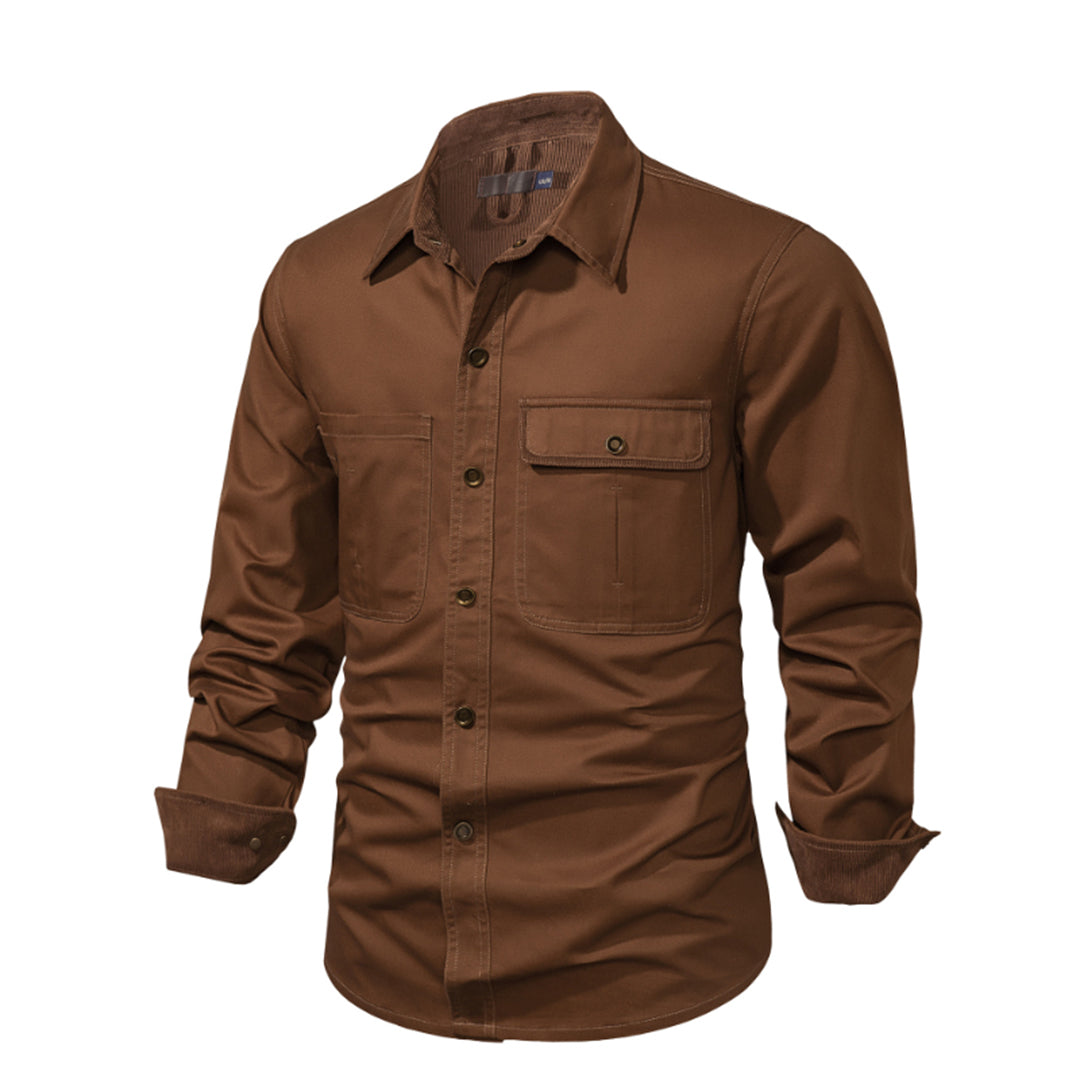 Chemise Homme à Manches Longues Boutonnée Contrastées Tissu Durable 10