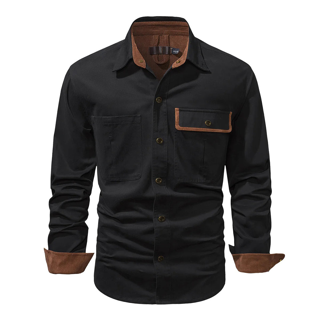 Chemise Homme à Manches Longues Boutonnée Contrastées Tissu Durable 3