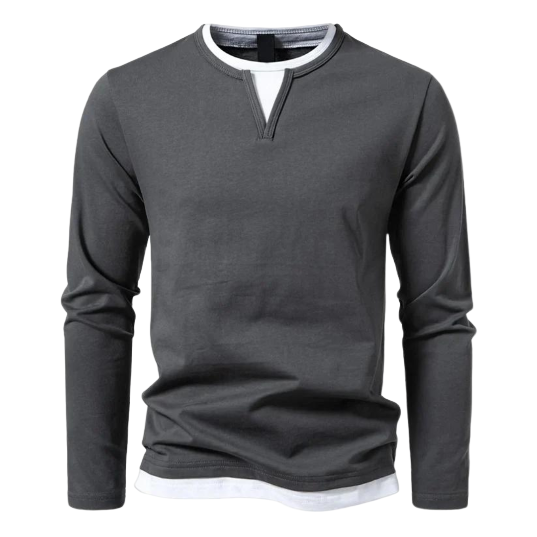 Chemise Homme à Manches Longues Encolure Contrastée Moderne 0