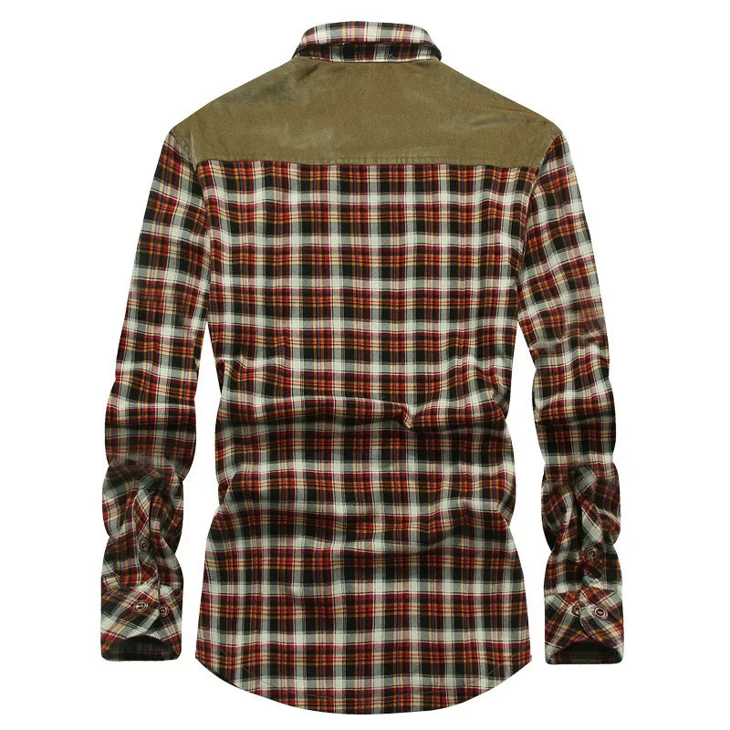 Chemise Homme à Manches Longues à Carreaux en Coton Pur et Polaire d'Agneau 2