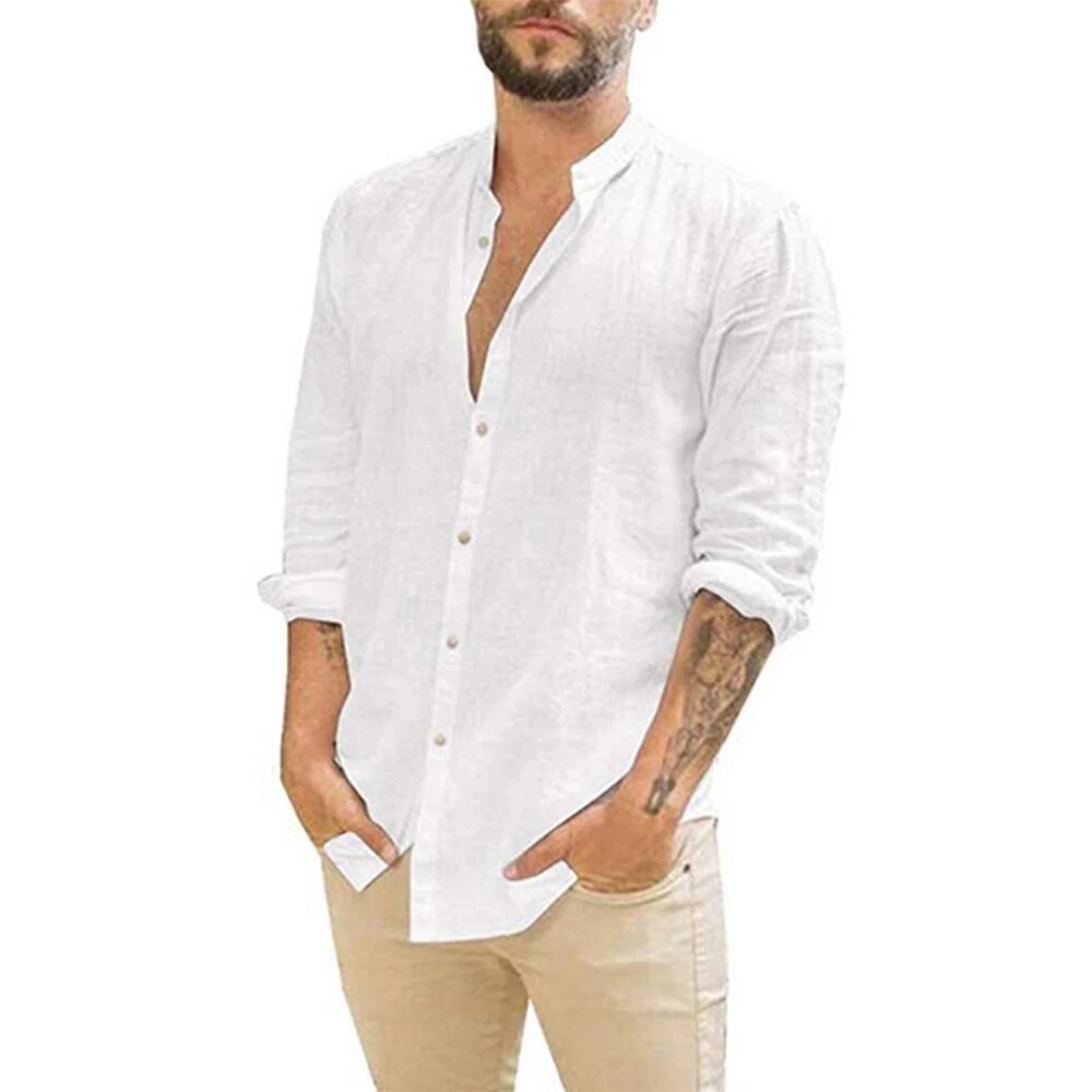 Chemise Homme à Manches Longues en Coton Respirant
