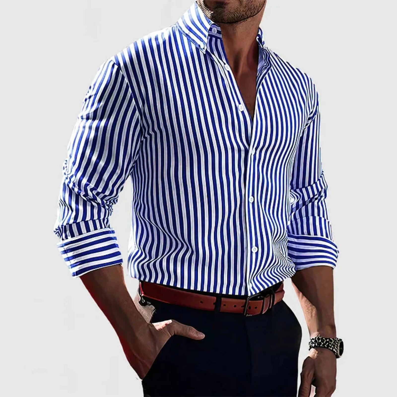 Chemise Homme à Rayures Moderne 0