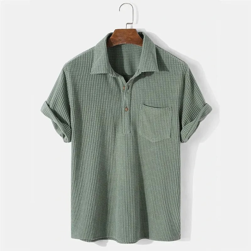 Chemise Polo Homme Coton à Motif Waffle 1