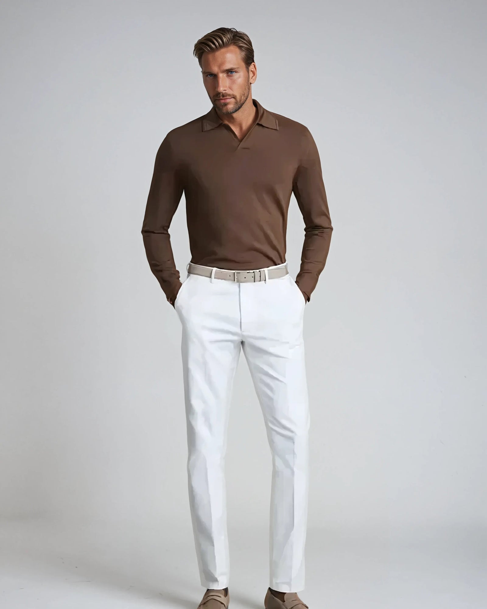 Chemise Polo à Manches Longues pour Homme Chic 2