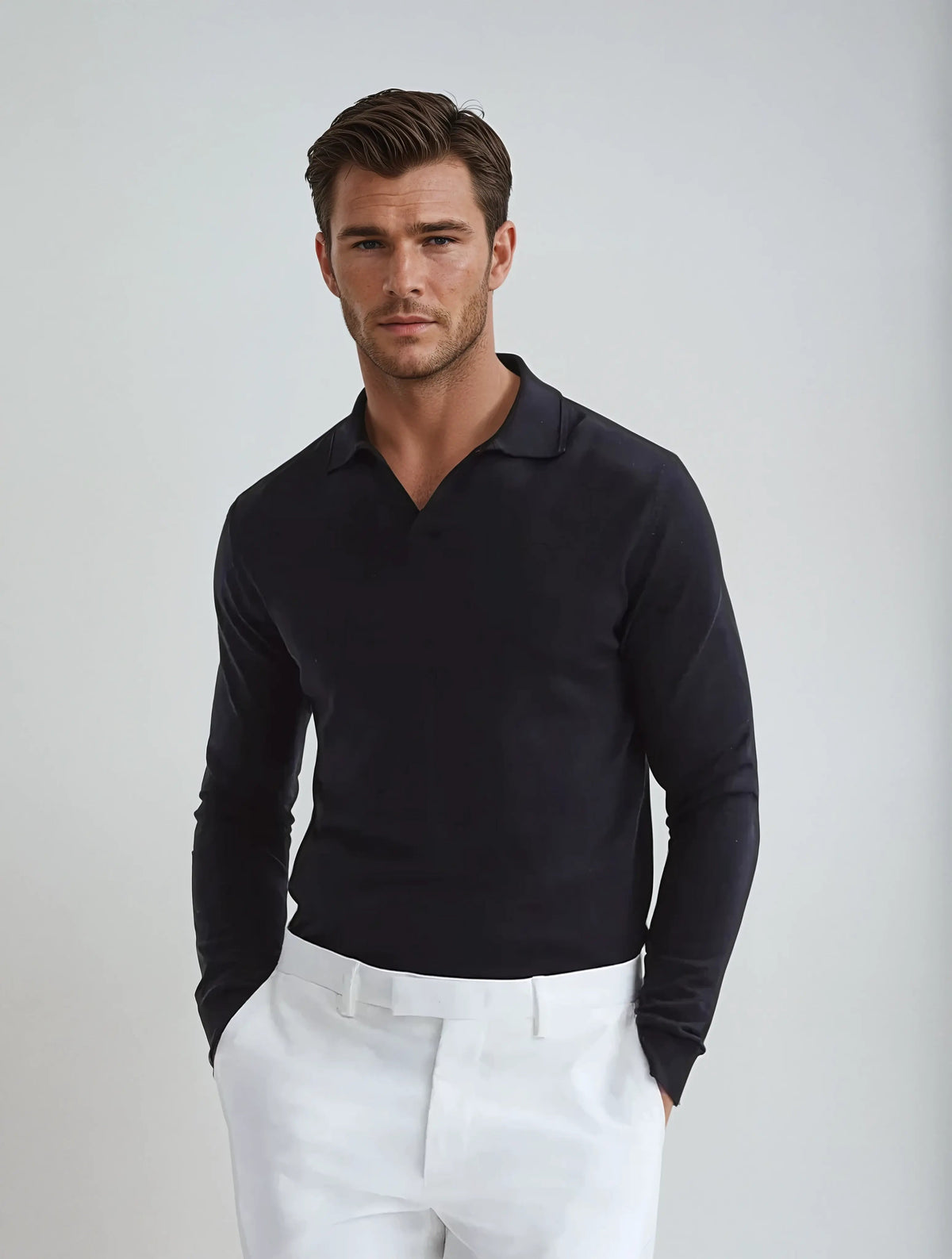 Chemise Polo à Manches Longues pour Homme Chic 4