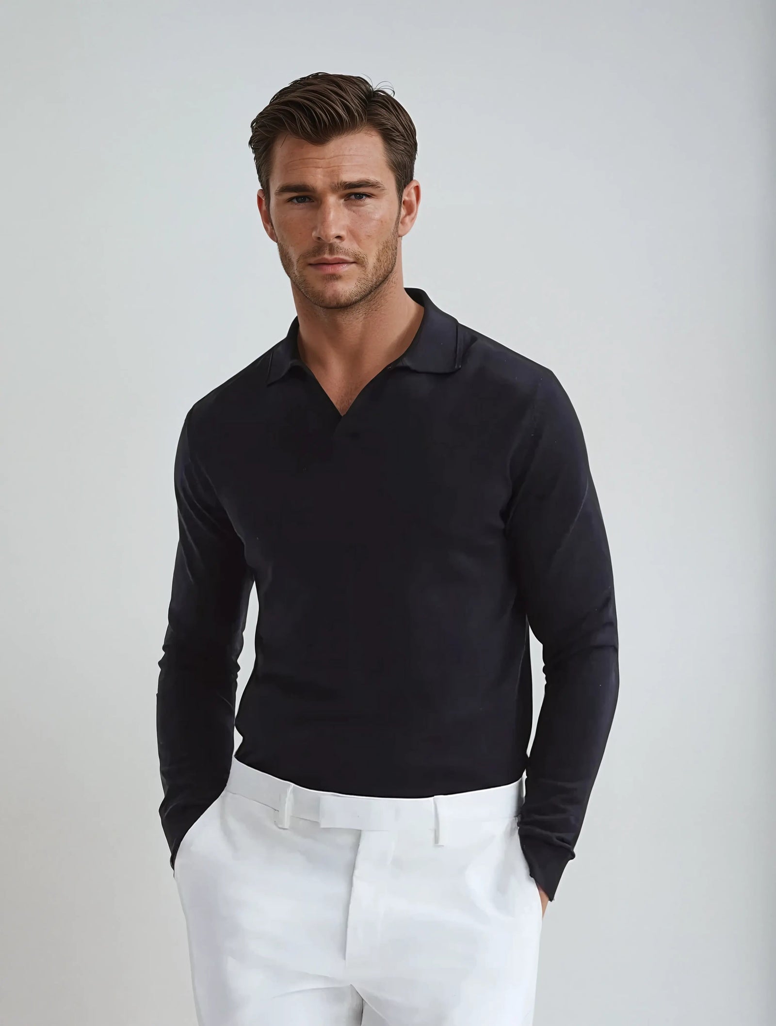 Chemise Polo à Manches Longues pour Homme Chic 4
