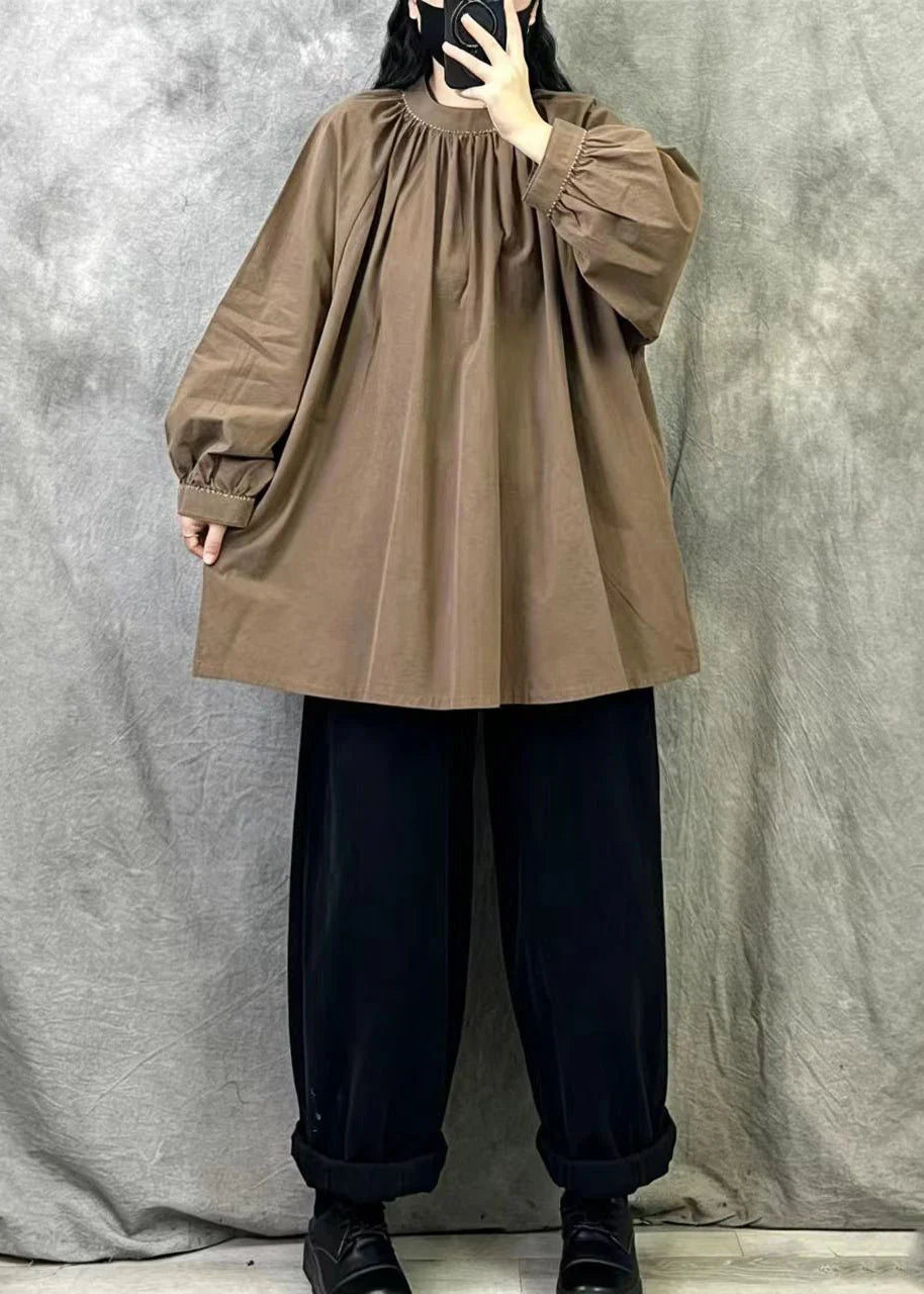 Chemise Pull Oversize à Col Montant pour Femme Automne 2