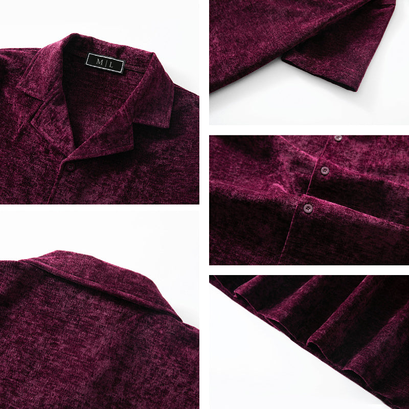 Chemise Rétro pour Homme en Velours 5