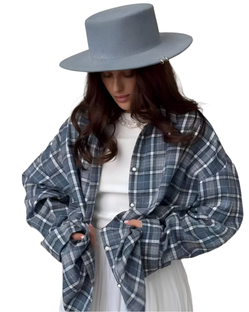 Chemise à Carreaux Oversized pour Femmes 0