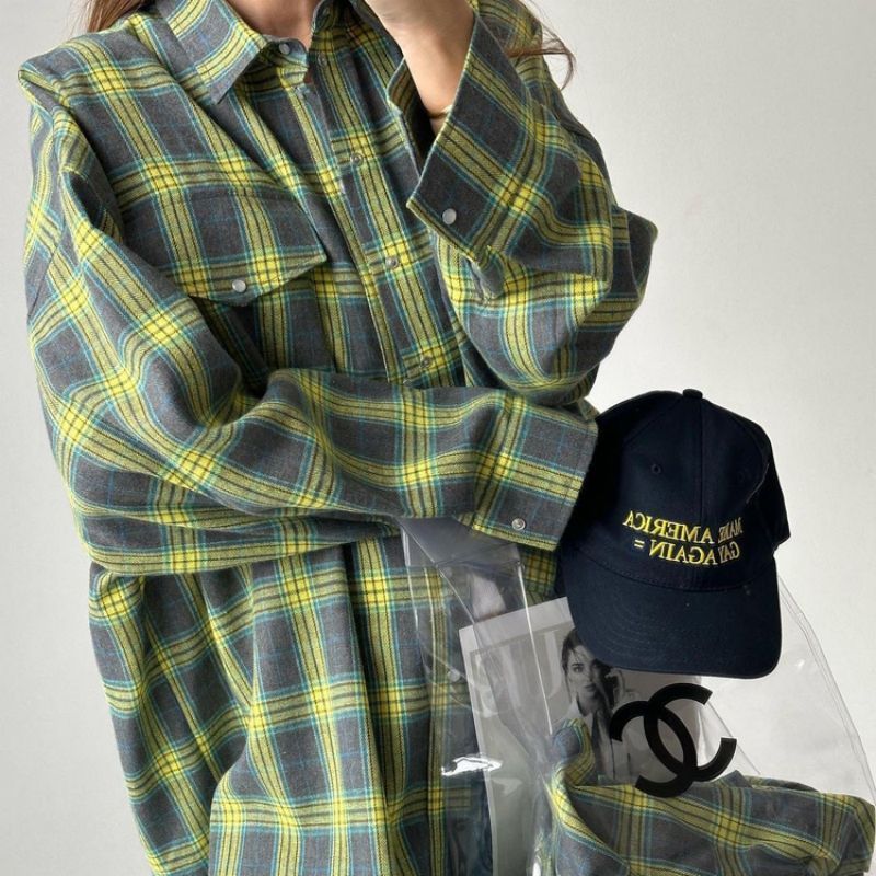 Chemise à Carreaux Oversized pour Femmes 1