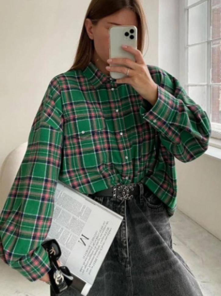Chemise à Carreaux Oversized pour Femmes 5