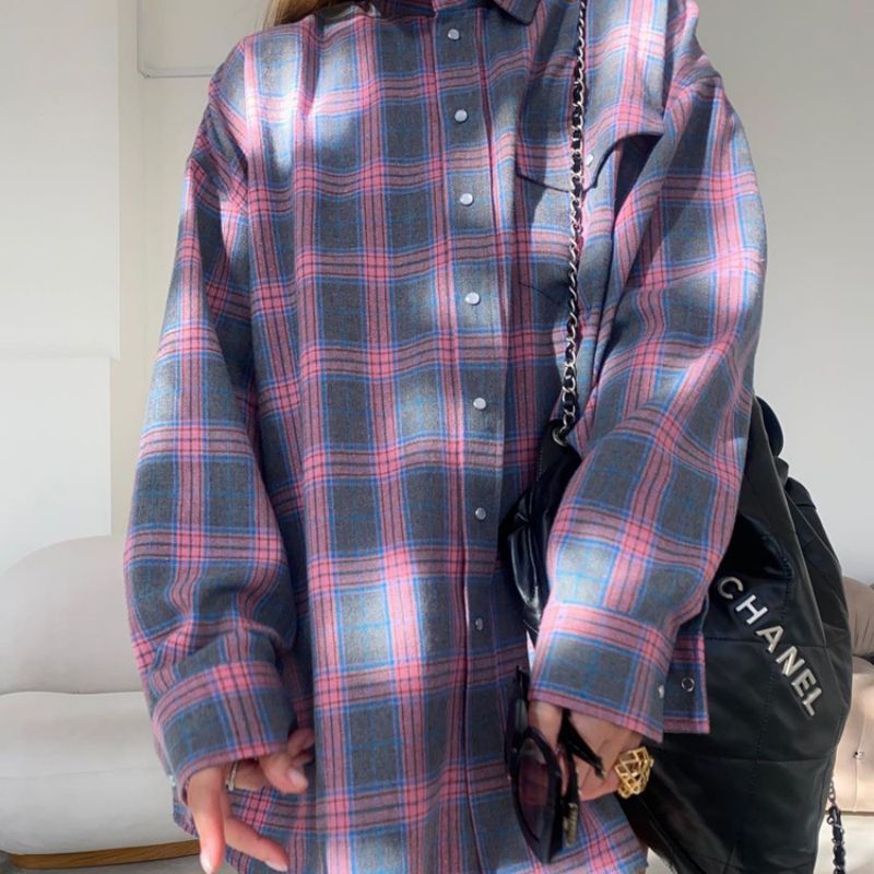 Chemise à Carreaux Oversized pour Femmes 7