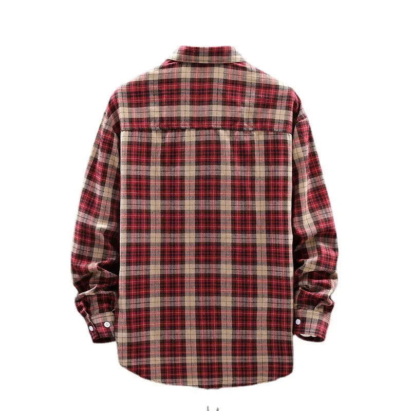 Chemise à Carreaux pour Hommes Style Britannique à Manches Longues 2