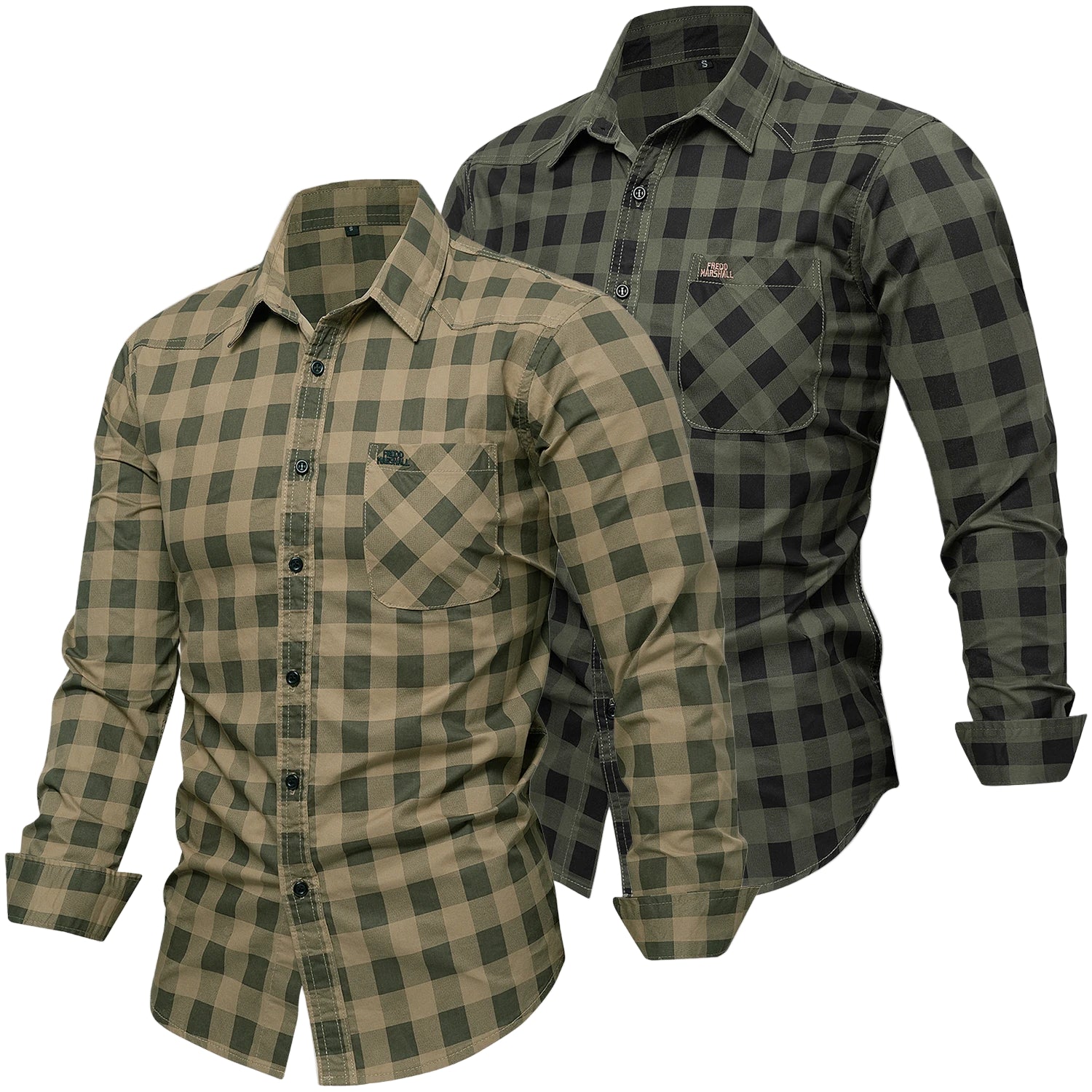 Chemise à Carreaux pour Hommes en Coton à Manches Longues 0