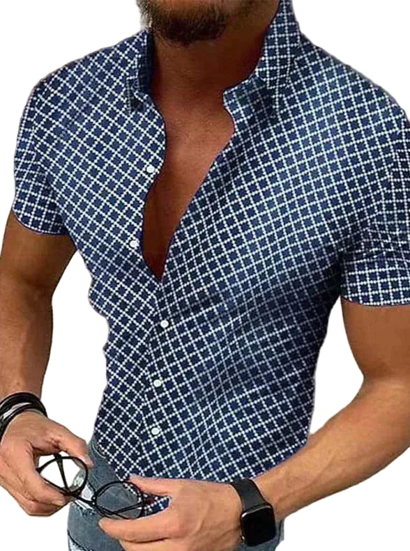 Chemise à Manches Courtes à Carreaux pour Hommes 0