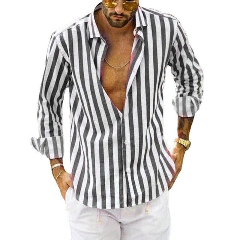Chemise à Rayures pour Hommes Classique 12