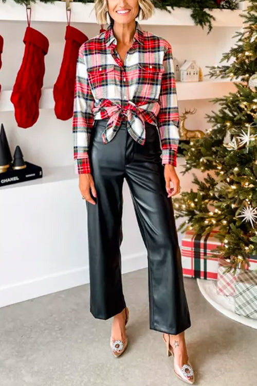 Chemise à carreaux classique pour femmes à manches longues 1